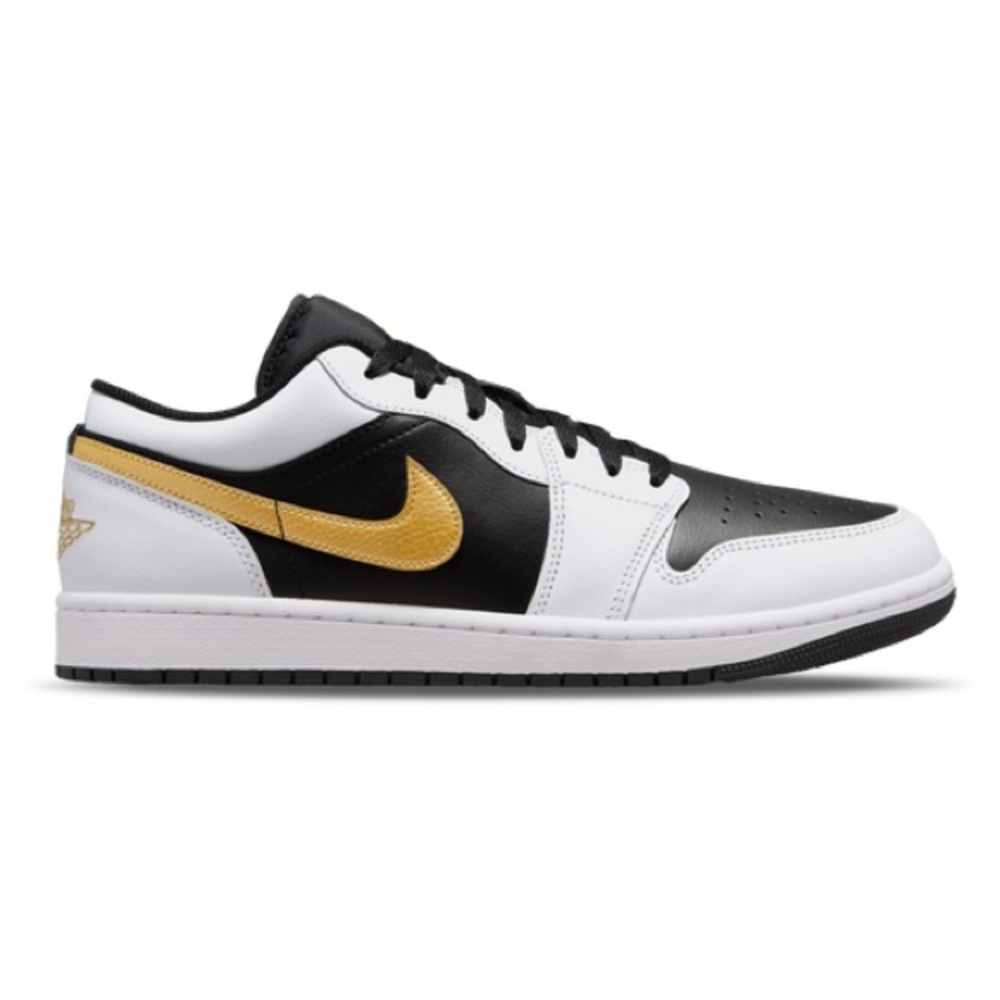 Air Jordan 1 Low White Metallic Gold Black Sneakers - 11.5